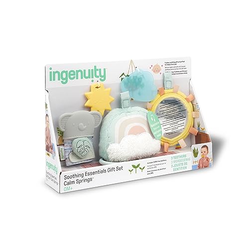 Ingenuity Calm Springs Soothing Essentials Gift Set - Musical Toy, Rattle, Mirror, 2 Teethers for Baby - image 9