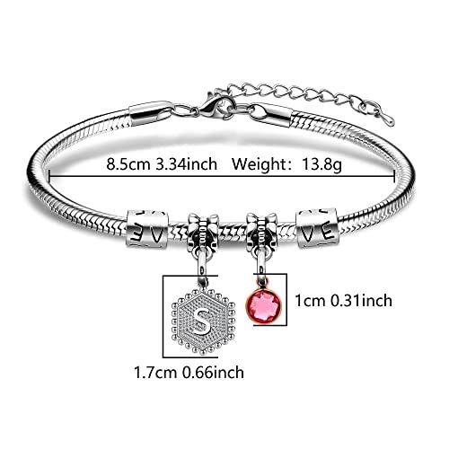 HEYEJET Initial Bracelet Women Gifts 26 Letters Initial Charms Bracelet Silver Bracelet Birthday Christmas Jewellery Gift for Women Teen Girls - Image 3