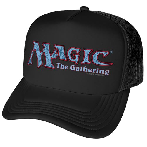 Magic The Gathering Retro Logo Foam Snapback Trucker Hat - Unisex for Men and Women, Black