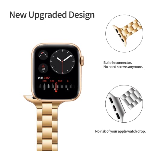 Camofit Compatible With Apple Watch Band 38Mm 40Mm 41Mm, Metal Stainless Steel Adjustable Replacement Watchband For Iwatch Ultra Se Series 8 7 6 5 4 3 2 1 (41Mm 40Mm 38Mm, Gold) #TOP1