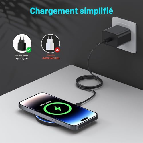 Chargeur sans Fil 20W Max, Chargeur Rapide sans Fil Station de Charge sans Fil Station de Charge inductive Compatible avec Samsung Galaxy S24/S23/S22/S21, Compatible avec iPhone 12/13/14/15/16 Series – vue 4