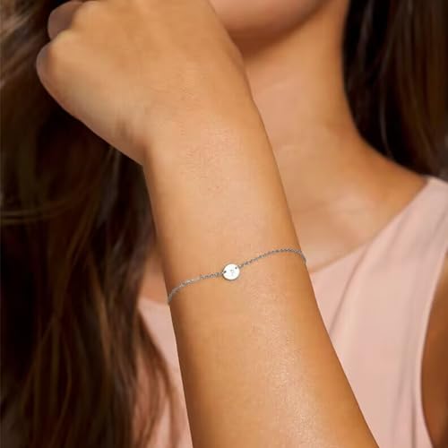 Personalized Initial Bracelet for Women Stainless Steel Letters Bracelet Delicate Coin Dainty Disc Alphabet Charm Bracelet Monogram Name Bracelet4