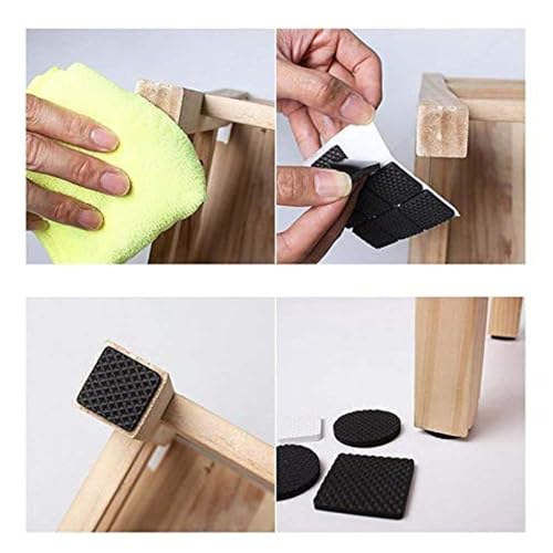 Image of CHUNZEXI Square Rubber Self Adhesive Square Felt Pads Non Skid Floor Protector Furniture Sofa Furniture Chair Balance Pad Noise Insulation Floor Bumper Color: Black - 48 Pcs