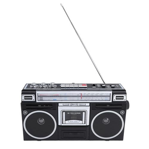 Naroote Reproductor de Cassette, Pantalla Digital Grabador de Cassette Grabador para Al Aire Libre (Enchufe de la UE)