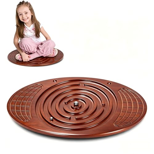 Wooden Balance Board With Maze Wobble Board for Kids Toddlers Teens & Adults for Exercise Training Wobble Balance Board for Core Training Surf/Ski/Skate Prep Rated for 440 Pounds of Weight