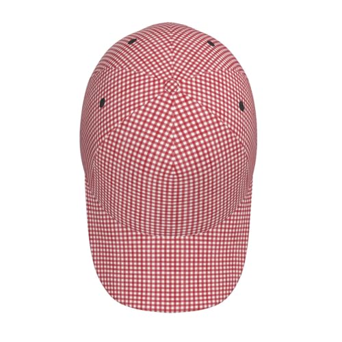 Gorra clásica unisex a cuadros roja y blanca miniatura 3