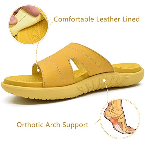 Image of KuaiLu Womens Fashion Orthotic Slides Ladies Athletic Yoga Mat Memory Foam Walking Sandals Thick Cushion Recovery Summer Beach Slippers Comfortable Plantar Fasciitis Arch Support