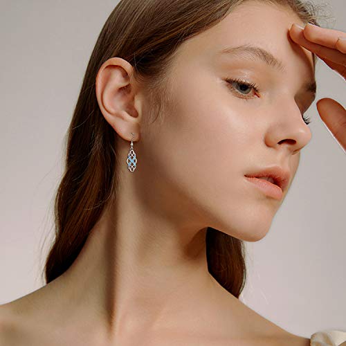 Luhe Celtic Earrings Sterling Silver Oxidized Good Luck Irish Vintage Celtic Knot Dangle Dangling Earrings Jewelry Dangles Gifts For Women Girls (Blue Celtic Knot Earrings) #TOP5