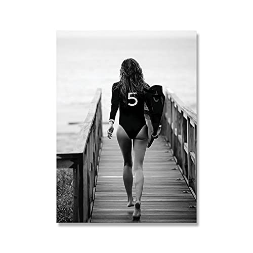 Affiche noir et blanc moderne mode surf pour déco salon lot de 3 - 3