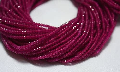 Perles calcédoine rose et rubis rondelles facettées 2.5mm LKBEADS fil gemmes