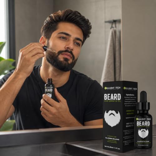 Image of Fulllight Tech Beard Growth Oil for Men, 30ml - Castor, Hempseed & Argan Oil Blend for Patchy Beard Fix, Softer Thicker Beard, Daily Beard Conditioner & Moisturizer