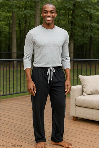 Image of Hanes Men's X-Temp Jersey Cotton Sleep Pajama Lounge Pants with Pockets, Pj Bottoms, Extended Sizes