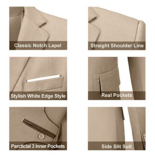Image of Mens Suit Solid Two Button Slim Fit Suit Set for Wedding Formal Business Suit Men 3 Piece Suit Blazer Vest Pants Set