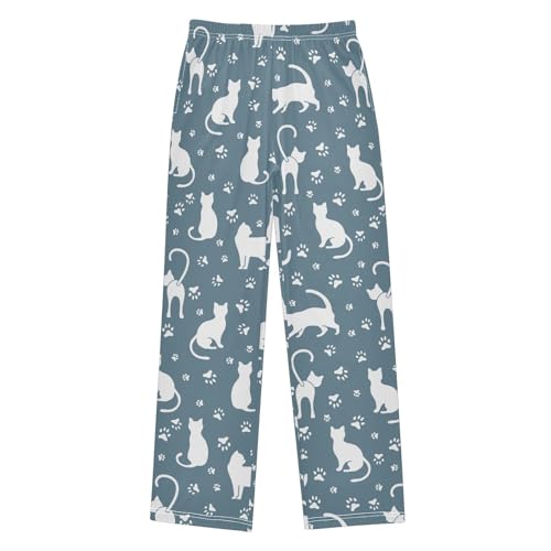 Boys' Pants Fun Cat Animal Long Bottoms Jogger Pants Elastic Waist Trousers with Pockets S-XL