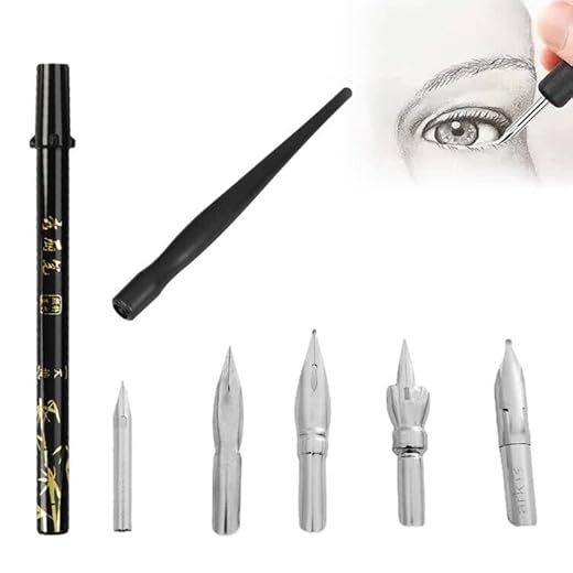 Plumillas Caligrafia,Plumillas Dibujo,Plumillas Dibujo Manga,Manga Pen,Bolígrafos para Caligrafía,Juego de Bolígrafos de Caligrafía con 1 portaplumas y 5 plumillas,para Principiantes de Cómics