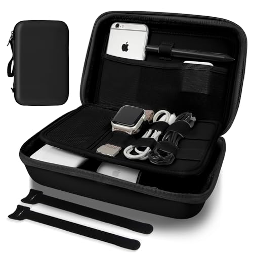 MeloSync Hard Travel Electronic Organizer Case for Power Bank Chargers Cables USB Flash Drive SD Card Electronics & Backpack Organizer Travel Case Small Portable Accessories Bag, Black