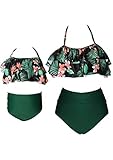 WIWIQS Toddle Baby Cute 2 Pcs Bikini Set Fashion Ruffled Bathing Suit Retro Flower Pattern Beachwear Jidanhua 152
