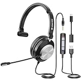 Voistek USB Headset with Microphone for PC/Laptop, Computer Headphones (One Ear) Wired Work Headset with Noise Cancelling Mic & Volume Controls for Call Center,Office,Team Meetings,Zoom
