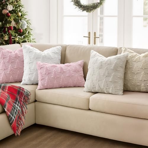 Image of MIULEE Christmas Throw Pillow Covers Cream White Set of 2 12x20 Lumbar
