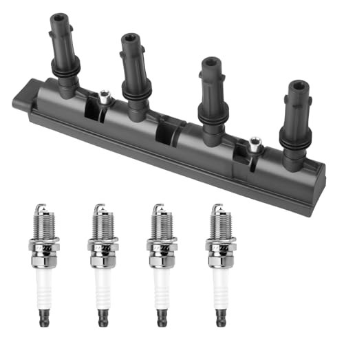 Ignition Coil Pack and Iridium Spark Plugs for 1.4L Turbo Compatible with Buick Encore 2013-2021 & Chevy Trax Cruze Sonic 2011 2012 2013 2014 2015 2016 2017 2018 2019 2020 2021 Replace OE UF669 2667