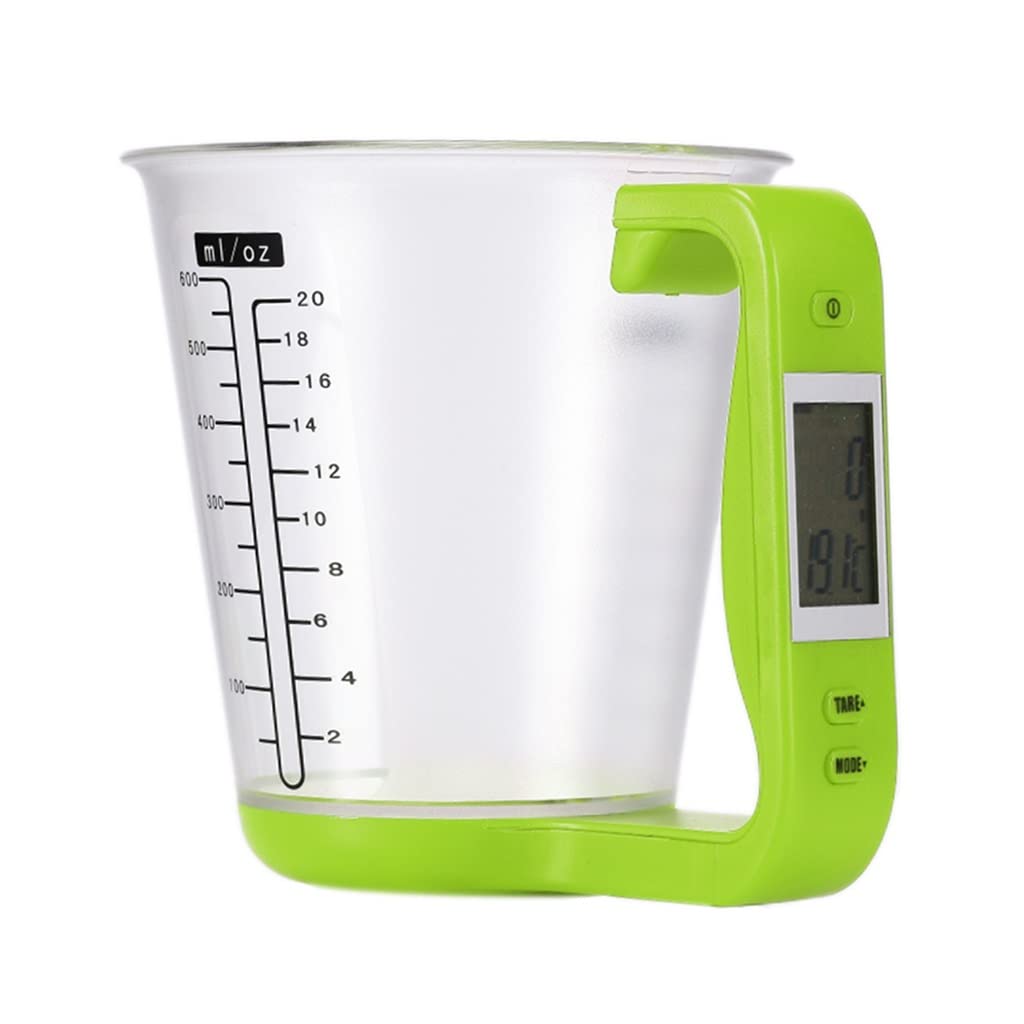 Electronic Measuring Cup Kitchen Scales with LCD Display Digital Beaker HostTemperature Measurement Cups(White-Dinosaur Doodle4)