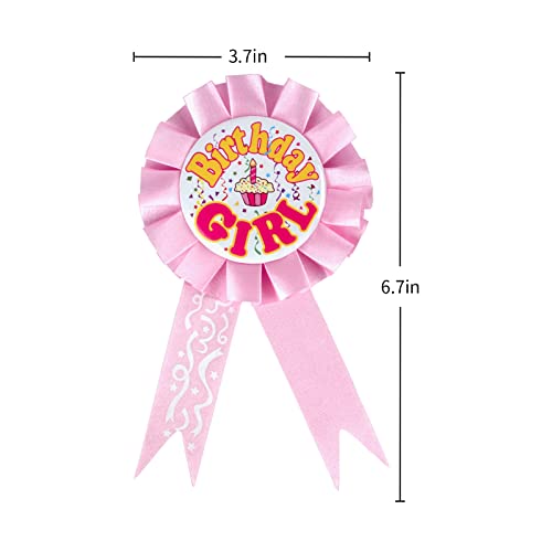 Satin Fabric Birthday Girl Tinplate Badge Pins, Kids Birthday Rosette - Birthday Badges - Party Birthday Pins for Toddler, Birthday Girl Pin, Brooch Buttons for Girl Birthday Party Decorations3