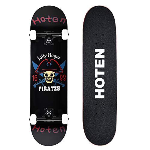 Hoten Pro Skateboard 8-inch Full Complete for Trick Beginners, Premium Skateboard (Pirate Captain)