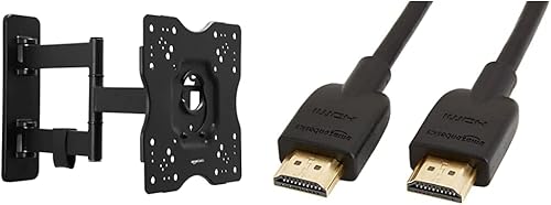 Tienda Basics Soporte articulado de pared para televisores de 22 a 55 pulgadas y cable HDMI de alta velocidad, 6 pies (último estándar)