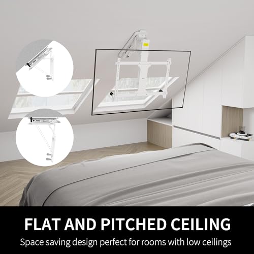 Image of VIVO White Electric Ceiling TV Mount for 32 to 70 in Screens, MOUNT-E-FD70W
