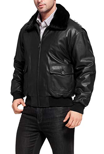 Landing Leathers Men Navy G-1 Goatskin Leather Flight Bomber Jacket (Also available in Big & Tall)2