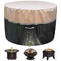 NEVERLAND Fire Pit Cover Round, Waterproof Outdoor Fire Pit Cover 600D Oxford Snowproof Round Patio Fire Cover with Reflective Strips and Vents for Fire Pit (36inch?