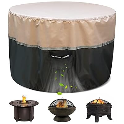 NEVERLAND Fire Pit Cover Round, Waterproof Outdoor Fire Pit Cover 600D Oxford Snowproof Round Patio Fire Cover with Reflective Strips and Vents for Fire Pit (36inch?