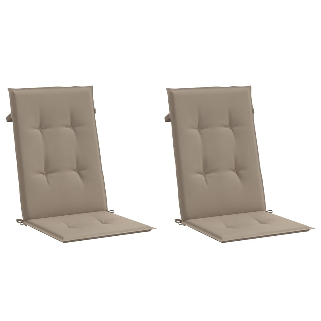 Gartenstuhlauflagen für Hochlehner 2er Set – Bequeme Hochlehner-Auflagen in Taupe, 120x50x3 cm Sitzkissen aus robustem Stoff für Gartenstühle, Hochlehner-Stuhlkissen