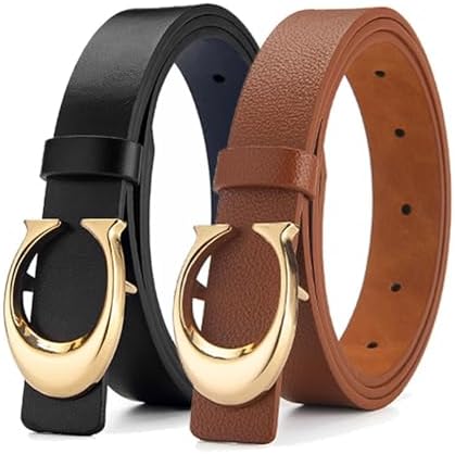 2 Pack Riem voor Dames,Skinny Riemen voor Dames voor Jeans,PU-Leren 2 Pack Riem voor Dames,Skinny Riemen voor Dames voor Jeans,PU-Leren