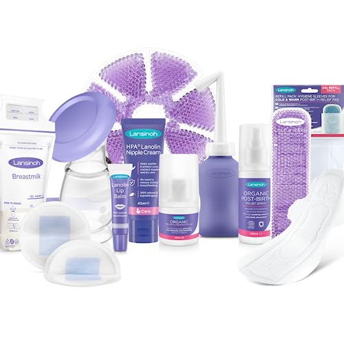 Lansinoh Ultimate Hospital Bag Kit - Postpartum Essentials Breastfeeding Must Haves - 13 Essential Products - Post Partum New Mum to Be Pregnancy & Maternity Postnatal Nipple Cream Post Birth Relief