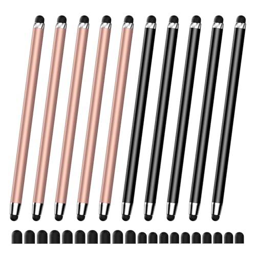 Image of 10 PCS Stylus,Stylus Pen for Touchscreen,Stylus 2-in-1 High Sensitivity & Precision Suitable for Touch Screens of iPhone /ipad /Android Tablets(10 Stylus Pen Rose Gold /Black + 20 Tips)