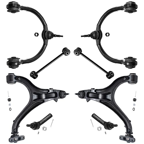 Image of Detroit Axle - 8pc Front End Control Arms Kit for 2005-2010 Jeep Commander Grand Cherokee, 4 Upper & Lower Control Arms + Ball Joint 2 Outer Tie Rod Ends 2 Sway Bars 2006 2007 2008 2009 Replacement