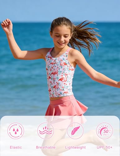 Image of ALISISTER Girls Tankini Swimsuit Two Piece Bathing Suits Summer Beach Swimwear with Shorts for 7-12 Years
