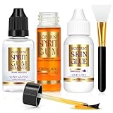 WOZUTUNT Spirit Gum Adhesive and Remover Kit with Bonus Liquid Latex - 15ml Professional Cosmetic Glue for Face, Skin, Body & SFX Makeup | Strong Hold for Bald Caps, Prosthetics, Cosplay Wig