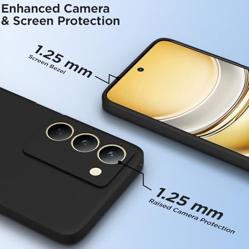 Image of Outlouders Back Cover for Realme 14x 5G | Camera Protection | Durable Soft Matte Silicone Bumper Case (Black)
