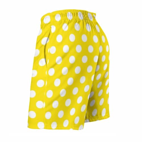 Yellow Polka Dot Print (d) Mens Swim Trunks, Quick Dry Swim Shorts with Mesh Lining Swimwear Bathing Suits4