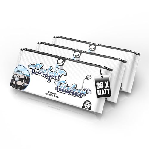 Nuke Guys Cockpit Pflegetücher Matt | 3er Pack mit je 30 Auto Innenraum Tüchern | Feuchte Reinigungstücher zur Cockpitpflege Kunststoffpflege | Cockpittücher Feuchttücher zur KFZ Reinigung Innen