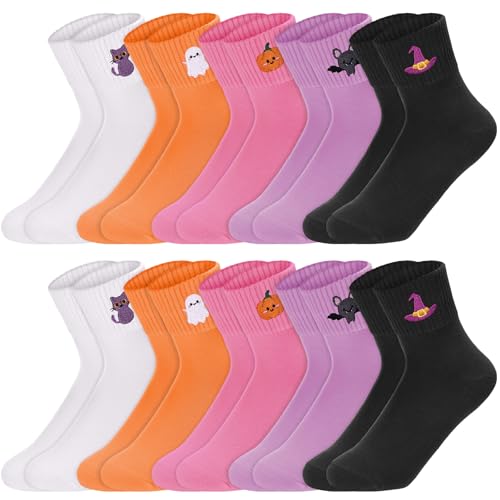 Image of Eurzom 10 Pairs Socks Womens Crew Elastic Ankle Length Cotton Socks Aesthetic Cute Lightweight Low Cut Gifts for Women