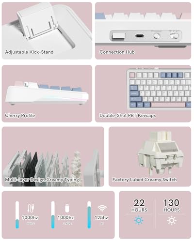 Image of L75 75% Mechanical Keyboard, Wireless Gaming Keyboard with Multifunction Knob, Creamy Gasket Structure, Hot Swap, RGB Backlight, PBT Keycap, Custom Driver, Compact Layout for Win /Mac /PC