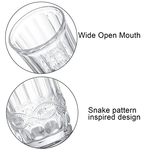 Youeon 6 Pack 10 Oz Romantic Water Glasses, Vintage Drinking Glasses Tumblers, Embossed Water Glasses, Vinrage Glassware Set For Water, Juice, Beverages, Beer, Cocktail, Bars, Restaurants #TOP2