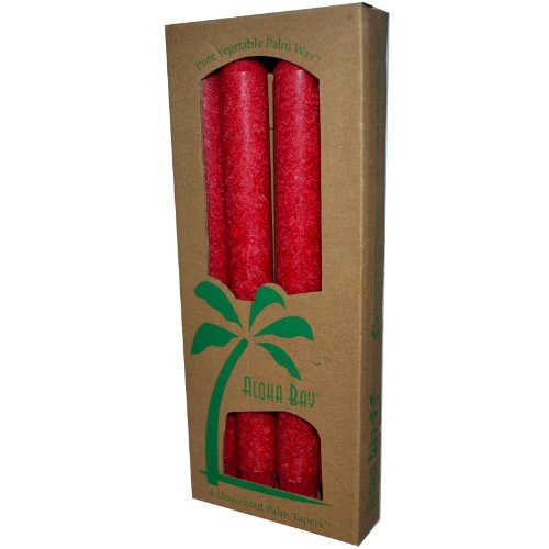 Aloha Bay Palm Tapers Red, 4 Count