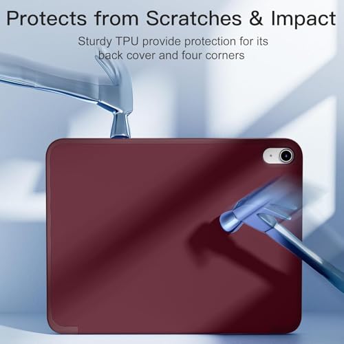 Image of ProElite Smart Case for iPad (A16) 11th /10th Generation (2025 /2022) [Auto Sleep /Wake Cover] [Left Side Pencil Holder] [Soft Flexible Case] Recoil Series - Wine