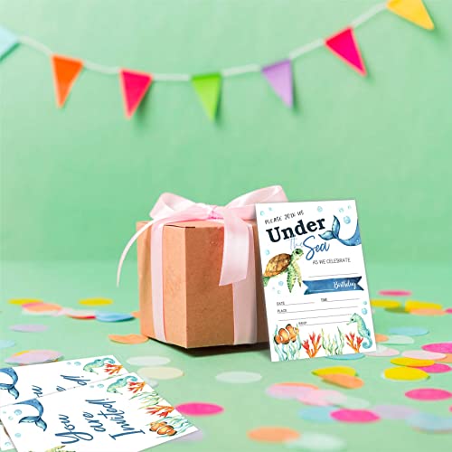 Under The Sea Birthday Party Invitation, Ocean Animals Invite Cards（20 Count) With Envelopes, Fill In Style Invite Cards For Boys, Girls, Kids, Birthday Party Supplies-A12 #TOP3