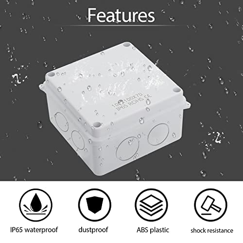 LeMotech Junction Box, Electrical Box IP65 Water Resistant Dustproof ABS Plastic Project Enclosure for Electronics White, External Size 3.9 x 3.9 x 2.8 inch by LeMotech - Image 5