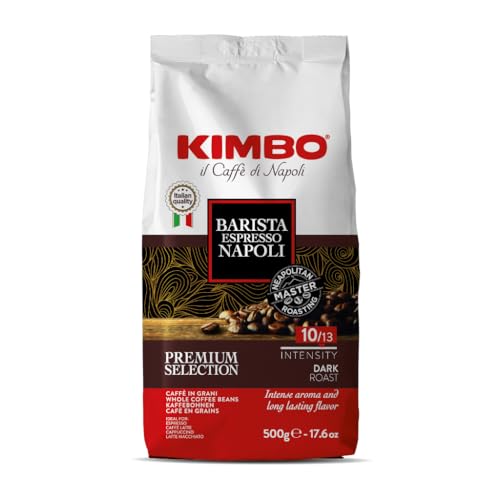 Kimbo, Espresso Napoli, 4 kg de granos de café, mezcla con cuerpo, intensidad 9/13, tueste medio, 8 paquetes de 500 g